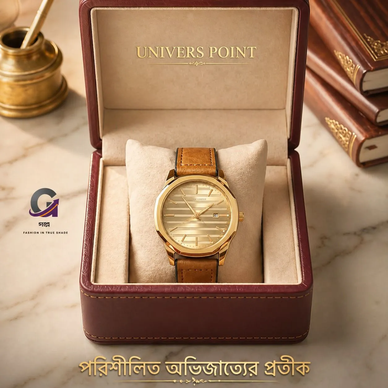 MG-01 Universe Point - Refined Elegance Luxury Men's Watch (Golden & Brown