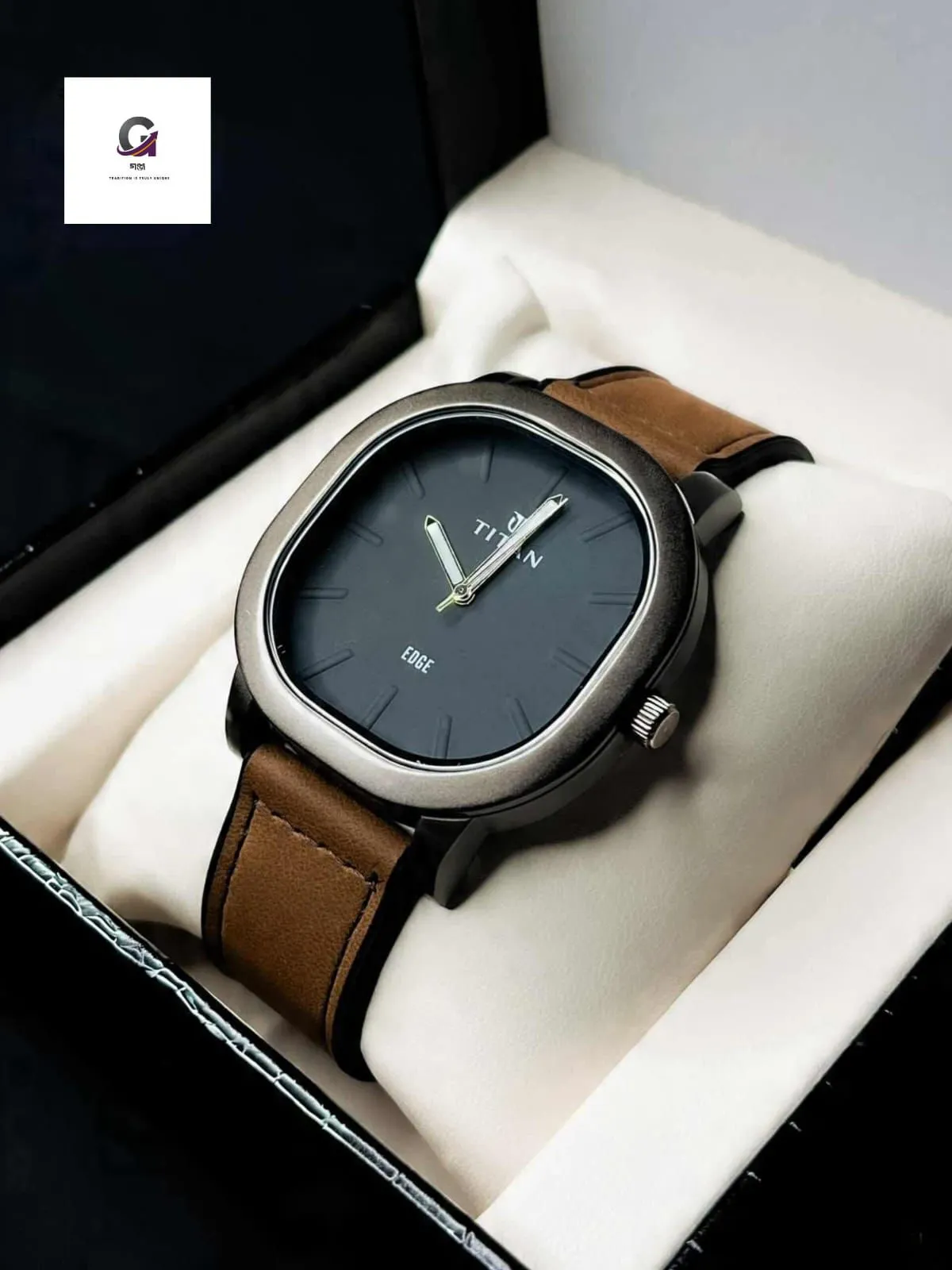 MG-02Titan EdgeTitan Edge Executive Edition (Black Dial, Gunmetal Case & Coffee-Brown Strap)